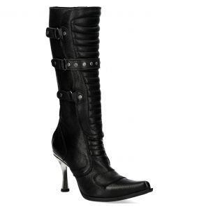 New Rock Malicia High Boots in Black Leather