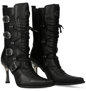 Bottes New Rock Malicia en Cuirs Itali et Nomada Noirs
