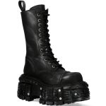 Black Leather New Rock Tank Platform Boots