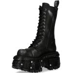 Black Leather New Rock Tank Platform Boots