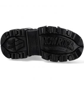 Black Leather New Rock Tank Platform Boots