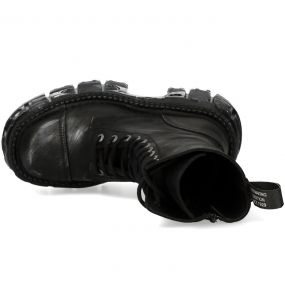 Bottes Plateformes New Rock Tank en Cuir Noir