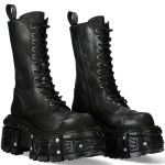 Black Leather New Rock Tank Platform Boots