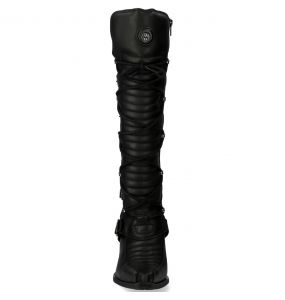 New Rock Malicia High Boots in Black Itali and Nomada Leather