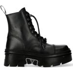 Black Leather New Rock Metallic Ankle Boots