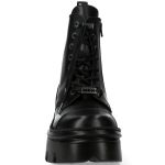 Black Leather New Rock Metallic Ankle Boots