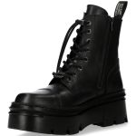 Black Leather New Rock Metallic Ankle Boots