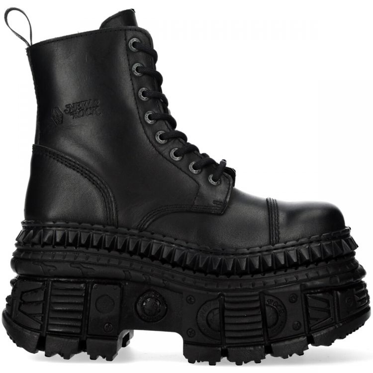Bottines Plateformes New Rock Tank en Cuir Noir