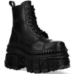 Black Leather New Rock Tank Platform Ankle Boots