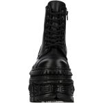 Black Leather New Rock Tank Platform Ankle Boots