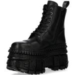 Black Leather New Rock Tank Platform Ankle Boots