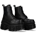 Black Leather New Rock Tank Platform Ankle Boots