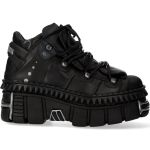 Chaussures Plateformes New Rock Wall Picos en Cuir Noir