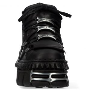 Chaussures Plateformes New Rock Wall Picos en Cuir Noir