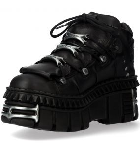 Black Leather New Rock Wall Picos Platform Shoes