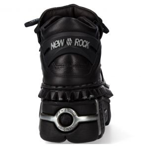 Chaussures Plateformes New Rock Wall Picos en Cuir Noir