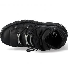 Chaussures Plateformes New Rock Wall Picos en Cuir Noir