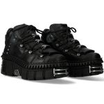 Chaussures Plateformes New Rock Wall Picos en Cuir Noir