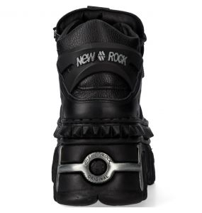 Chaussures Plateformes New Rock Fire en Cuir Noir