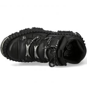 Chaussures Plateformes New Rock Fire en Cuir Noir