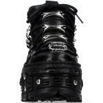 Chaussures Plateformes New Rock Tank en Cuir Noir avec Chaînes