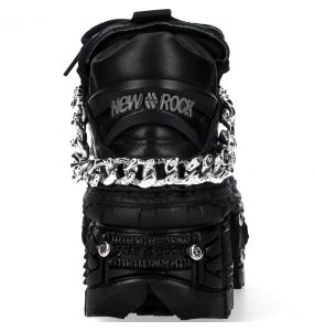 Black New Rock Tank Platform Shoes with Chains