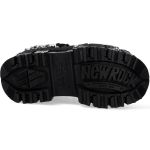 Chaussures Plateformes New Rock Tank en Cuir Noir avec Chaînes