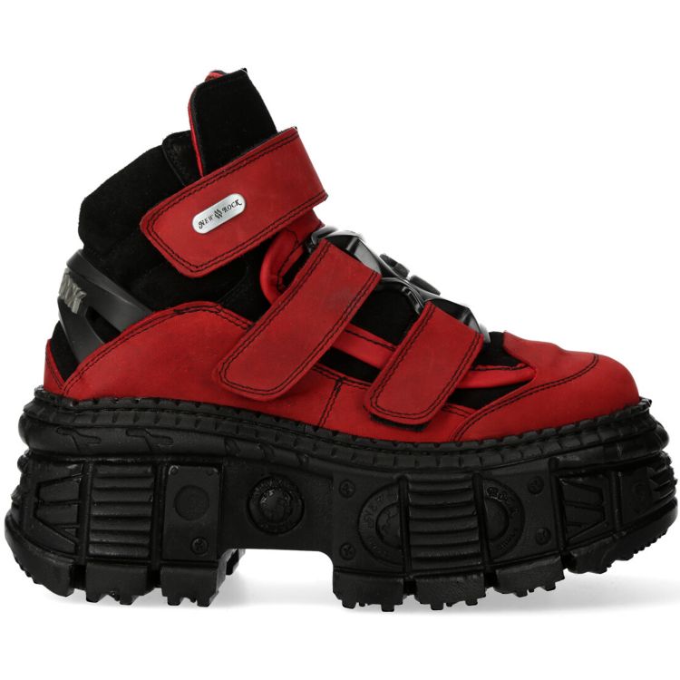 Chaussures Plateformes New Rock Wall Rouges Alaska et Noires