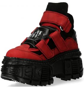 Chaussures Plateformes New Rock Wall Rouges Alaska et Noires