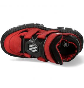 Red Alaska and Black New Rock Wall Platform Shoes