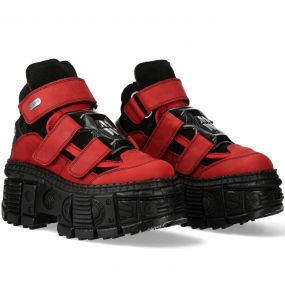 Chaussures Plateformes New Rock Wall Rouges Alaska et Noires