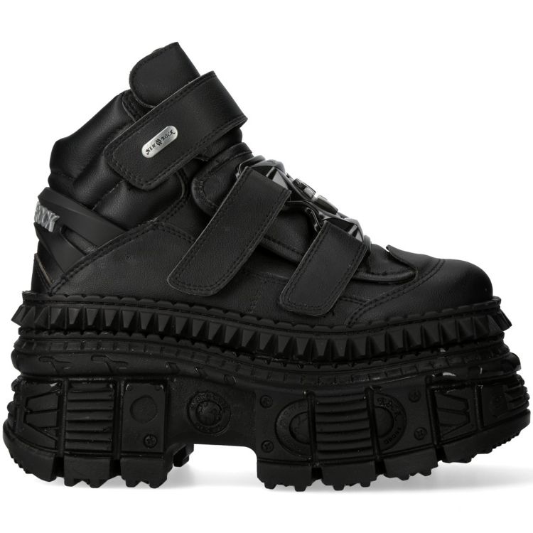 Chaussures Plateformes New Rock Wall en Cuir Vegan Noir
