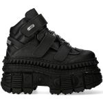 Black Vegan Leather New Rock Wall Platform Shoes