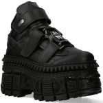 Black Vegan Leather New Rock Wall Platform Shoes