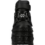 Black Vegan Leather New Rock Wall Platform Shoes