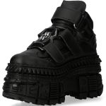Black Vegan Leather New Rock Wall Platform Shoes