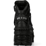 Black Vegan Leather New Rock Wall Platform Shoes