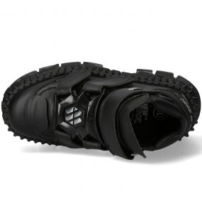 Black Vegan Leather New Rock Wall Platform Shoes