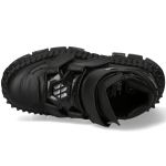 Black Vegan Leather New Rock Wall Platform Shoes