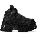 Black Vegan Leather New Rock Metallic Fire Platform Shoes