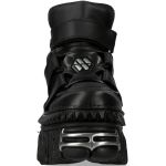 Black Vegan Leather New Rock Metallic Fire Platform Shoes