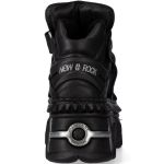 Black Vegan Leather New Rock Metallic Fire Platform Shoes