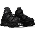 Black Vegan Leather New Rock Metallic Fire Platform Shoes