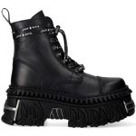 Black Leather New Rock Fire Ankle Boots