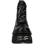 Black Leather New Rock Fire Ankle Boots