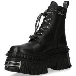 Black Leather New Rock Fire Ankle Boots