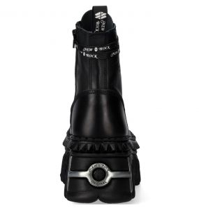 Bottines New Rock Fire en Cuir Noir