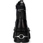 Black Leather New Rock Fire Ankle Boots