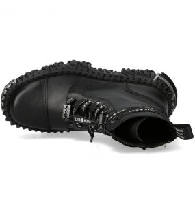 Bottines New Rock Fire en Cuir Noir