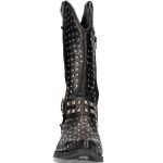 Bottes New Rock West en Cuir Noir à Clous